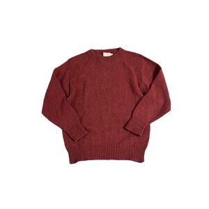 Vintage LL Bean Red Wool Sweater Made In USA Large Tall